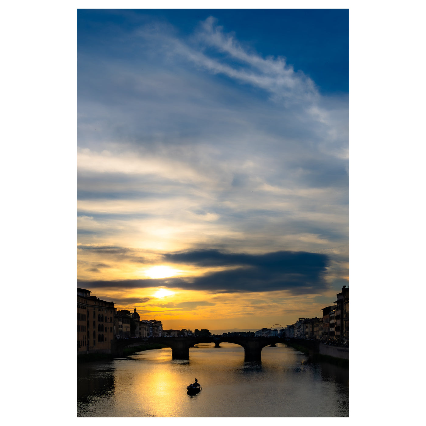 Sunset over the Arno River in Florence, Italy