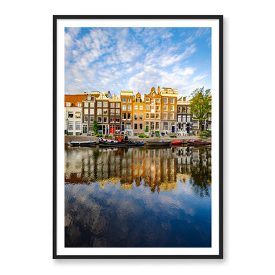 Black framed photograph of Amsterdam