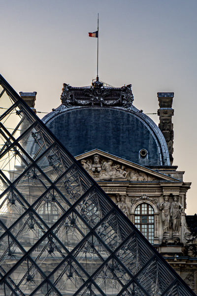 Abstract architectural view of the Louvre Museum