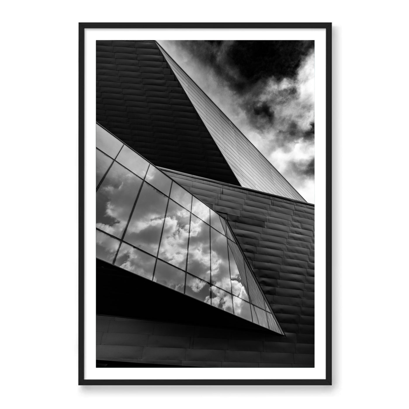 Black framed fine art photograph of modern architecture