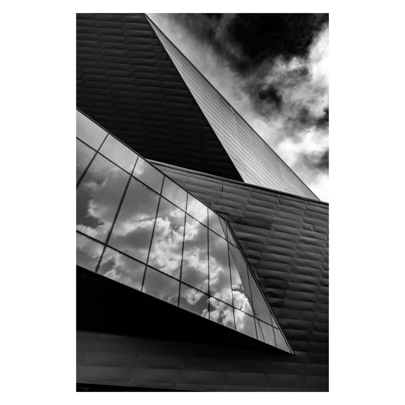 Fine art photograph of angled modern building